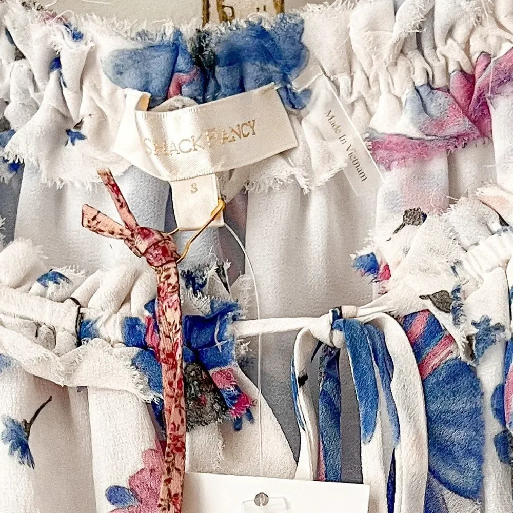 (60% OFF) NWT LOVESHACKFANCY Popover Floral Chiffon Mini Dress Small MSRP $589 - Picture 9 of 9